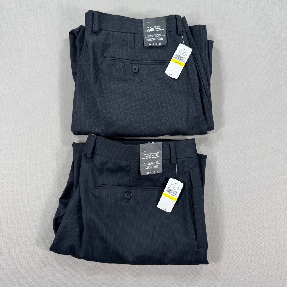 Van Heusen‎ Pants Men's 40x30 Gray Dress Straight Leg Pleated Studio
